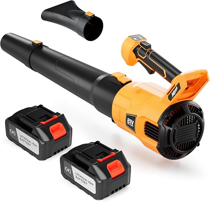 Leaf Blower Cordless Electric Cordless Leaf Blower with 2 * 4.0Ah Lithium-Ion Battery Powered Blowers for Lawn Care Blower with Extension Nozzle Battery Powered Blowers Leaf Cordless
