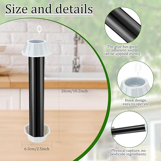 Qualirey Fly Traps for Indoor Outdoor Hanging Fruit Fly Stick Trap Sticky Mosquito for Home Insect 10 x 2.5 Inches(Black8 Pcs)