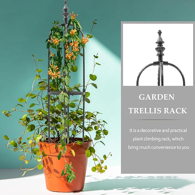 VICASKY Black 8mm Vine Climbing Rack and Garden Trellis for Indoor Outdoor Plants 20cm Diameter U-Shaped Climbing Frame 90cm Height Plant Support Structure