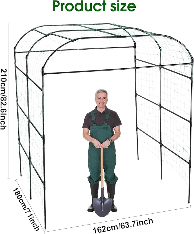 Garden Arch Trellis for Climbing Plants Outdoor Grape Vine Tomato Bean U Frame Plant Vegetable Support Cucumber Pergola for Backyard Black