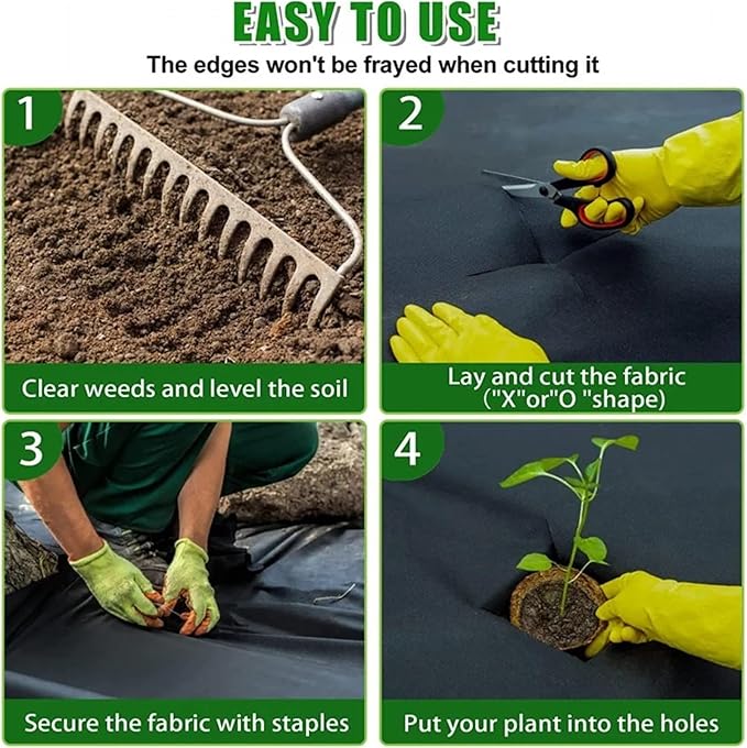 Weed Barrier Fabric Non-Woven Weed Barrier Landscape Fabric with Heavy-Duty Removal Blocks Easy to Set Up(100CMX1000CM)