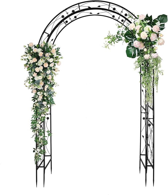 VINGLI Garden Arbor Arch for Wedding Ceremony Party Christmas Garden Decor Steel Garden Trellis for Plant Climbing Pergola for Garden Backyard Lawn (Black-59x84)