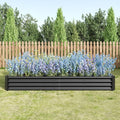Heavy-Duty Galvanized Steel Raised Garden Bed for Outdoor Vegetable Flower and Herb Planting – Rust-Resistant &amp Durable (Black with 8x4x1ft)
