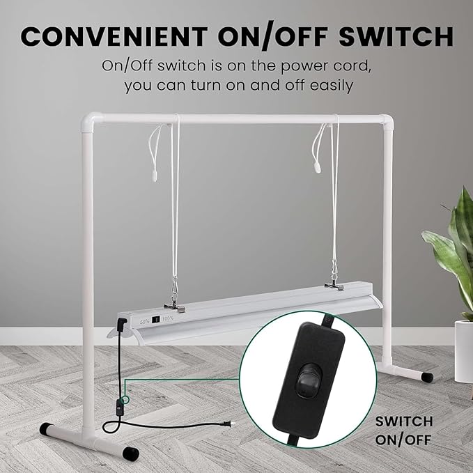 iPower LED Grow Light Stand Natural White Full Spectrum for Indoor Plant Starting Seeds and Propagating Cuttings Height Adjustable 2 Feet