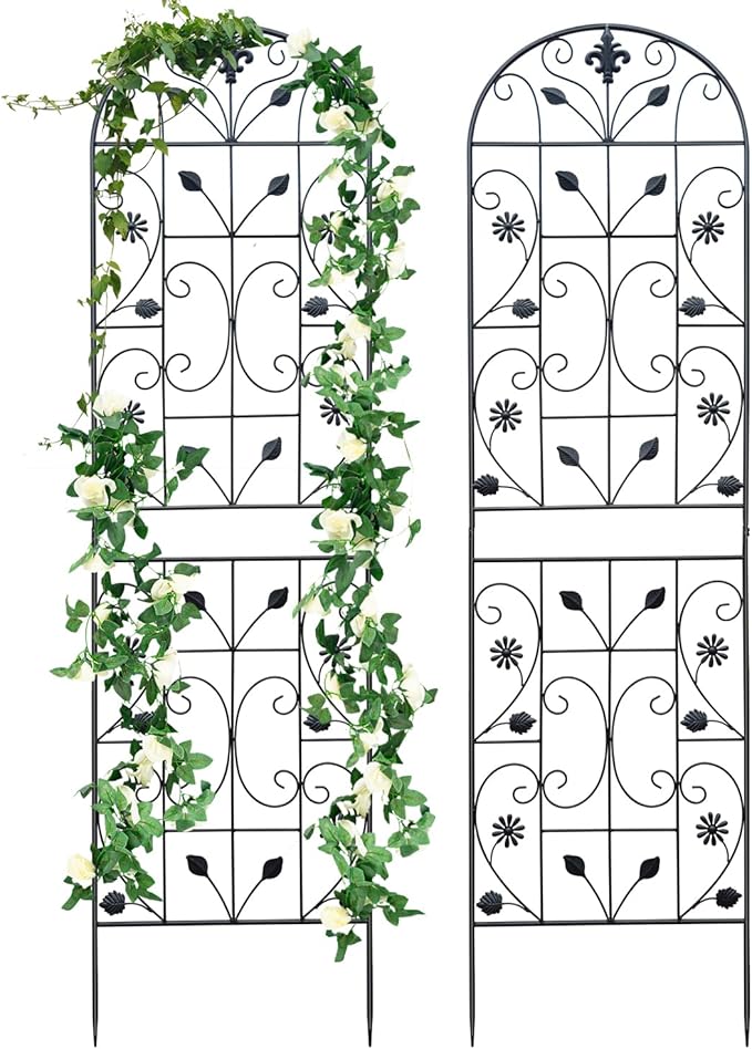 Trellis for Climbing Plants Outdoor （2 Pack 70.8x19.6-inch） Generic Metal Garden Trellis Rustproof Easy Assembly（Black）