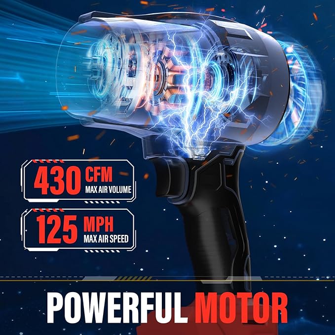Cordless Leaf Blower Compatible with Milwaukee 18V Battery 430 CFM 125 MPH Powerful Airflow - Lightweight Handheld Blower for Patio Debris Leaves &amp Snow Removal (Battery Not Included)