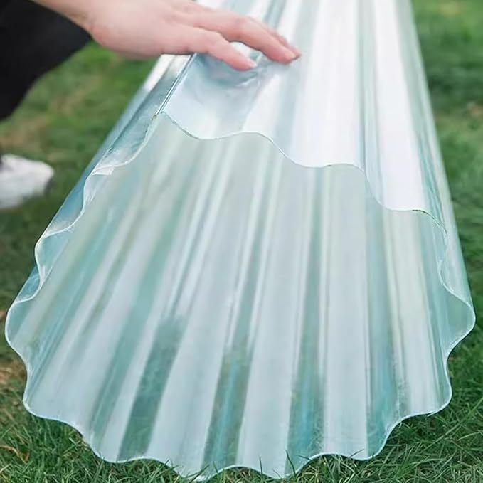 Clear Polycarbonate Roofing Sheet Splicable Corrugated Plastic UV Resistant Insulation Day Lighting Covering Panel for Greenhouse Canopy Carport Pergola Easy Cut (Clear 8 PCS 3x5.3 ft)