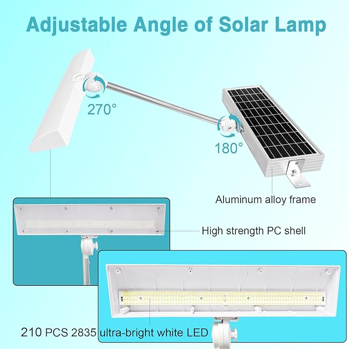 Commercial Solar Billboard Lights Sign Lights 8.5W Solar Panel 210pcs Super Bright LED 1300 Lumens Waterproof Easy Installation White