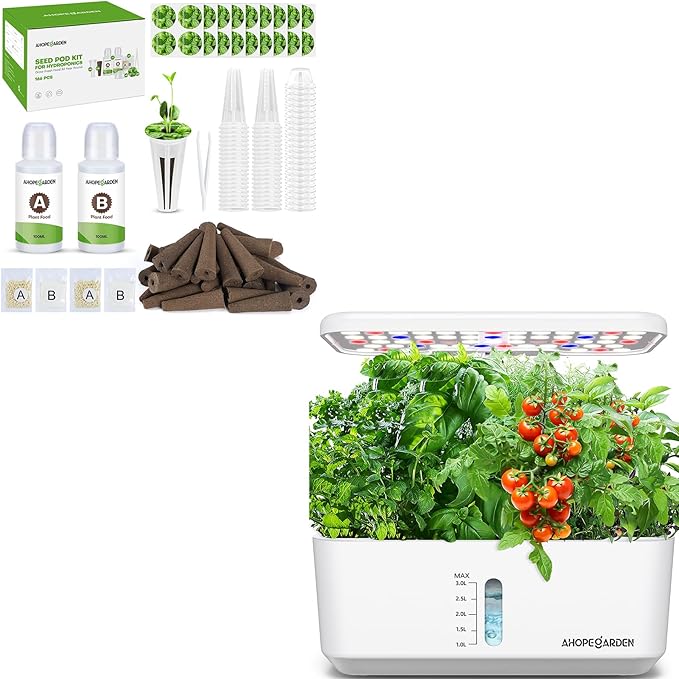 Ahopegarden Indoor Garden Hydroponics Growing System with Hydroponic Pods Kit