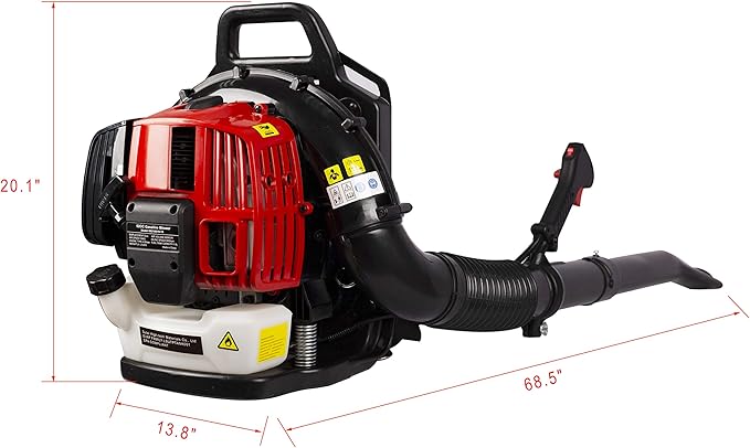 Goujxcy Backpack Gas Leaf Blower 52CC 2-Cycle Engine Blower High Power and Low Fuel Consumption Leaf Blower for Lawn Garden Blowing Leaves Snow Debris and Dust