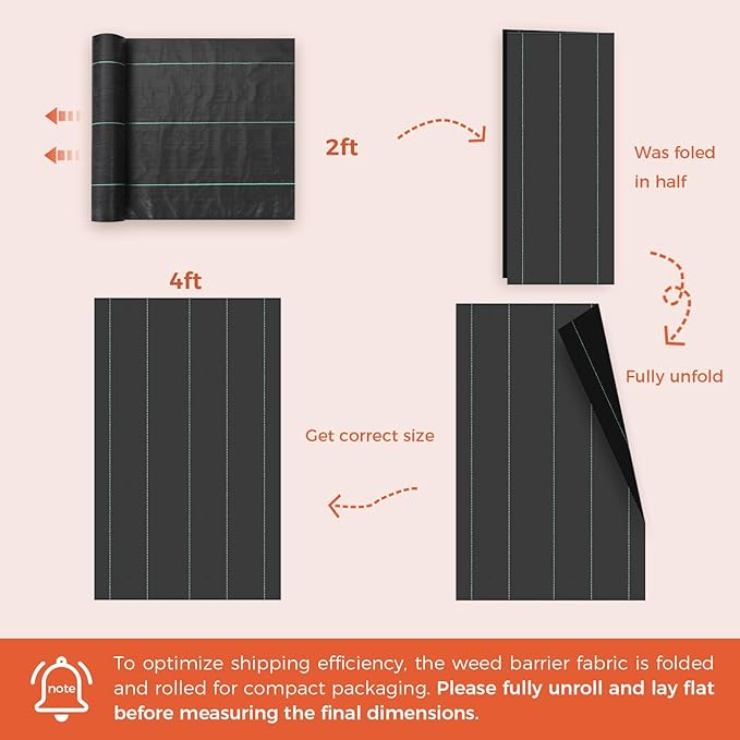 Heavy Duty Weed Barrier Fabric 4FT x 300FT 3.2OZ Woven Landscape Fabric High Permeability Weed Control Garden Cloth Geotextile Fabric Under Gravel for Driveway Garden &amp Landscaping