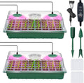 YAUNGEL Seed Starter Tray with Grow Light Seed Starter Kit with Timing Controller Adjustable Brightness80 Cells Seed Starter Tray for Indoor Planting with Humidity Domes Heightened Lids 2 Pack