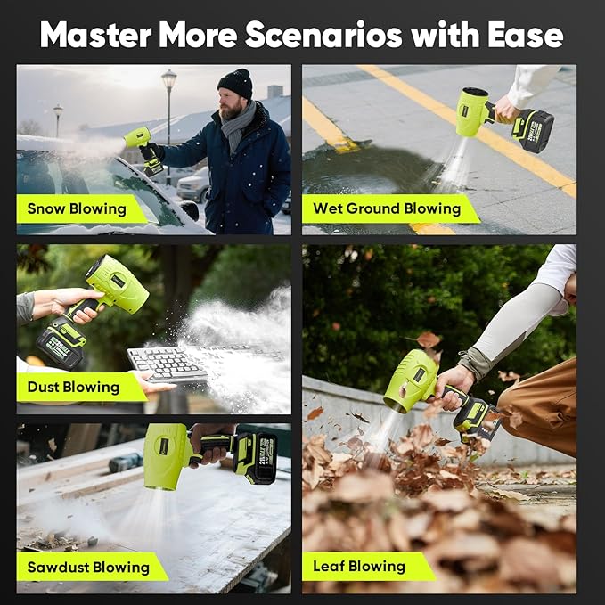 Portable Dust Cleaner Leaf Blower Cordless Handheld Snow Blower Hand Blowers for Lawn Care Patio Cleaning Leaves and Dust Blowing 4.0Ah Battery and Charger Included (1 Battery)