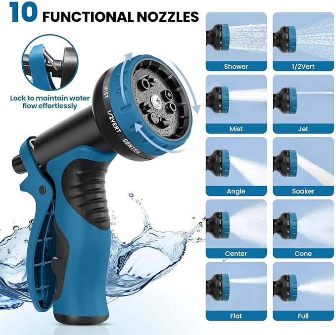 Metal Garden Hose 100FT Stainless Steel Water Hose with 10 Function Nozzle Solid Brass Fittings Lightweight Kink-Free &amp Dog Chew Proof for Lawn Yard RV Car Wash 550PSI
