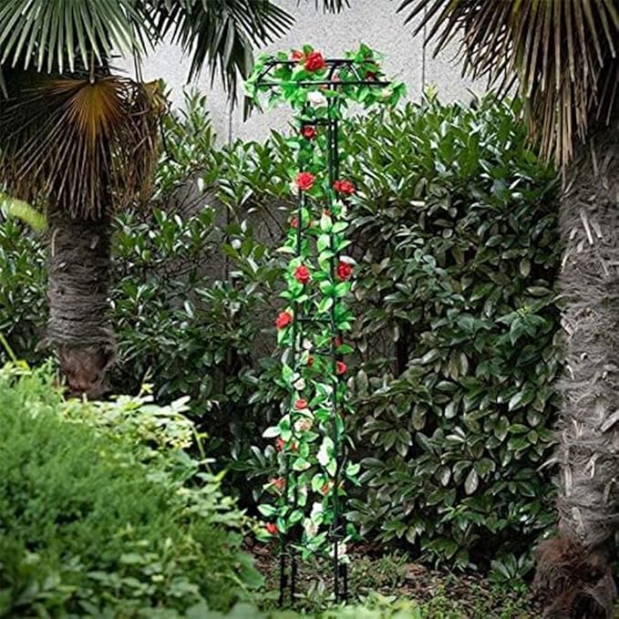 Garden Trellis for Climbing Plants and FlowersUmbrella Obelisk Garden TrellisMetal Roses Houseplants Tomatoes Vegetables Plant Trellis Tower(120cm/47.2in)