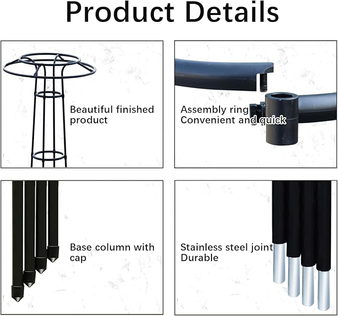 Garden Trellis for Climbing Plants Umbrella Shaped Ventilated Plant Trellis Plastic Wrapping UV Protection Metal for Potted Plant Short 41in| Cages Supports