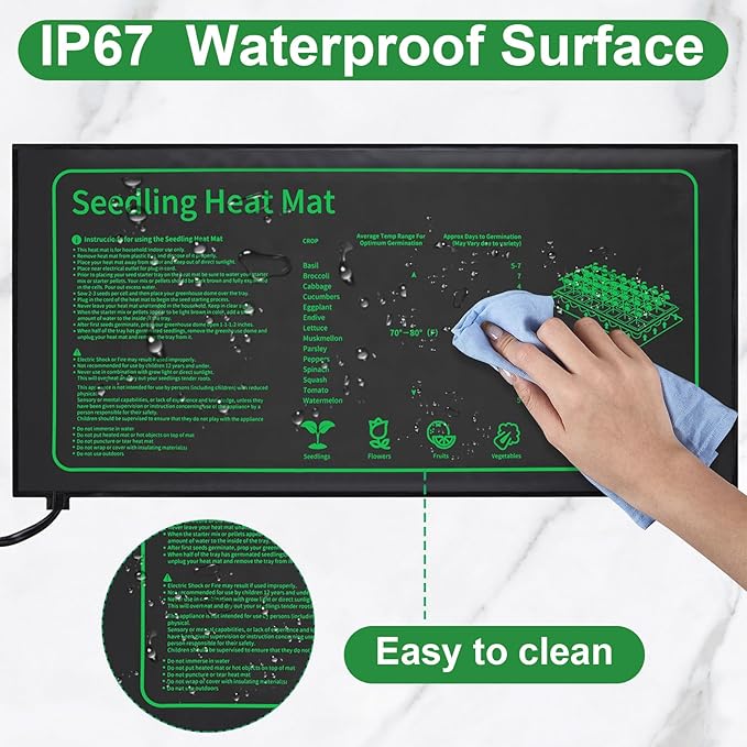 Ganeen Seedling Heat Mat 8 Pack – 10x20.75 Inch Waterproof Durable Warm Hydroponic Heating Pad Bulk for Seed Starting Indoor Gardening &amp Greenhouse Seed Germination