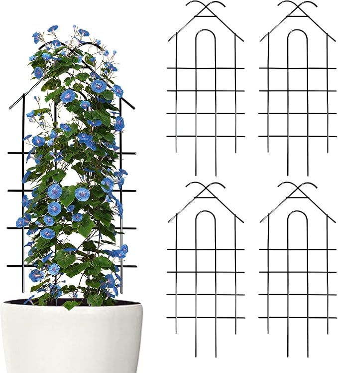 ARIFARO 40 Metal Garden Trellis for Climbing Plants 4 Pack Large Plant Trellis for Potted Plants Indoor Outdoor Black Garden Trellis for Vines Cucumbers Flowers 16.5 Wide