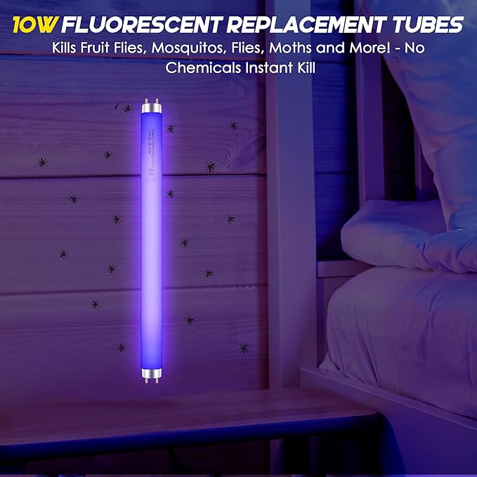 Qualirey 12 Pack Bug Zapper Replacement Light Bulbs 10W for 20W Indoor Bug Zapper BL T8 F10W 13Inch Light Tube Compatible with Aspectek Liba Micnaron Lulu Home and Other 20W Mosquito Lamp