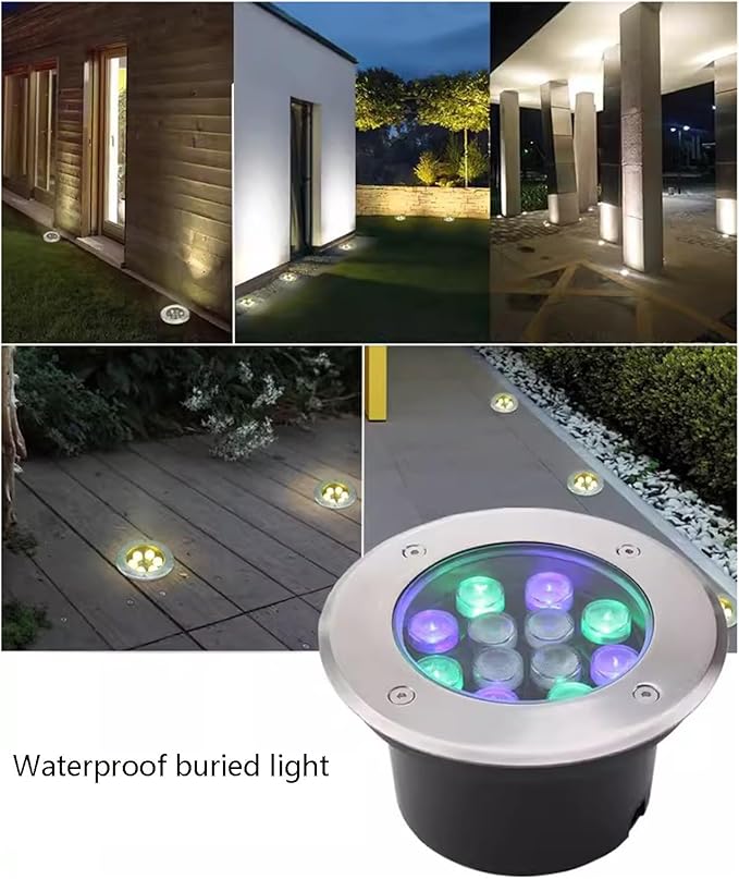 LED Ground Recessed Underground Lights IP66 Waterproof Low Voltage Outdoor Embedded Spotlight for Garden Pathway Patio Deck Villa Landscape Light DC12/24V