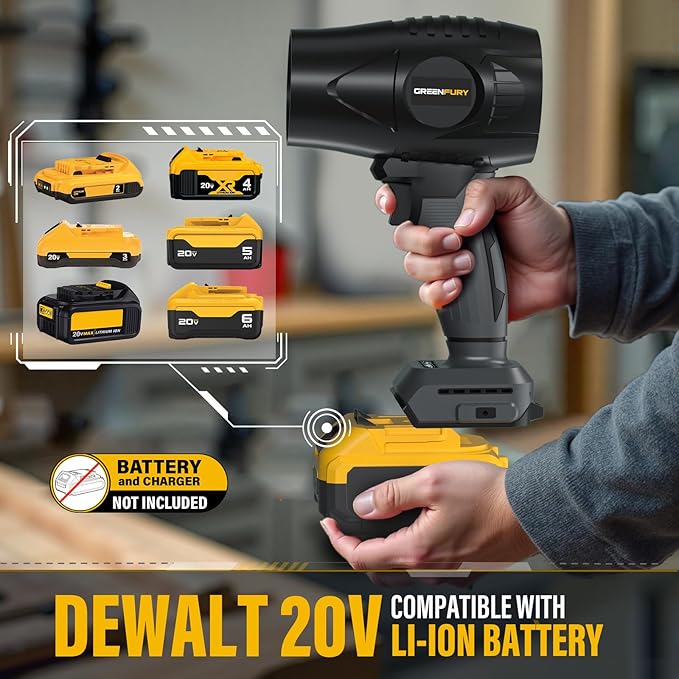 Cordless Leaf Blower Compatible with Dewalt 20V MAX Battery 430 CFM 125 MPH Powerful Airflow - Lightweight Handheld Blower for Patio Debris Leaves &amp Snow Removal (Battery Not Included)