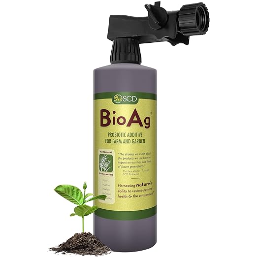 SCD BioAg – Organic Lawn and Garden Soil Microbes with 12 Probiotic Strains Live Super Concentrate of Liquid Microorganisms Chemical-Free Soil Revitalizer Yard &amp Lawn Treatment (1 Liter w/Spray