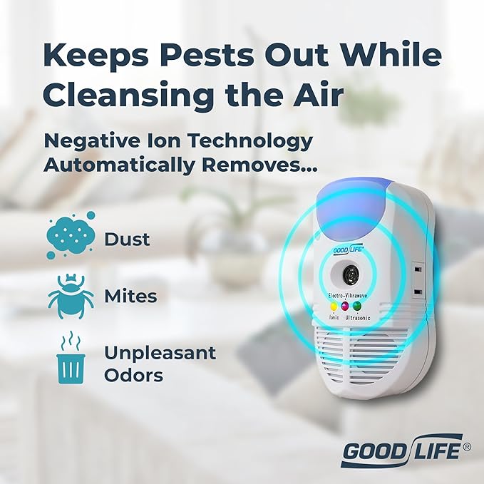 Good Life Inc. Ultimate AT Ultrasonic Pest Repeller - Indoor Rodent and Bug Repellent Plug-in - Effective for Mice Rats Roaches Scorpions Insects - Utilizes Ultrasonic Sounds &amp Air Cleansing