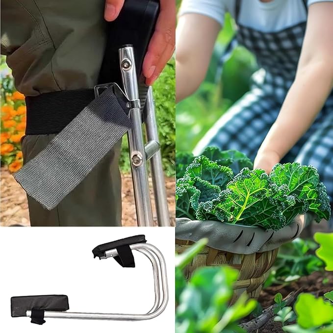 Garden kneeler knee seat stool ergonomic chair Ergonomic Gardening Seat Tool Strap on Kneeling Device Farm Work Protect Knees Including Hand Trowel Transplant Trowel and Cultivator Hand Rake(Red)