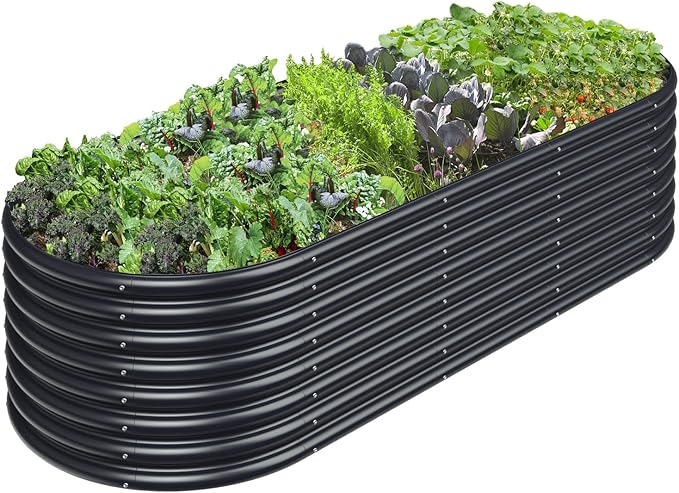 FRIZIONE 8FT(L)×3FT(W)×2FT(H) Raised Garden Bed OutdoorRaised Garden Beds for Flower Raised Planter Box Outdoor for Herb Vegetable-Gray