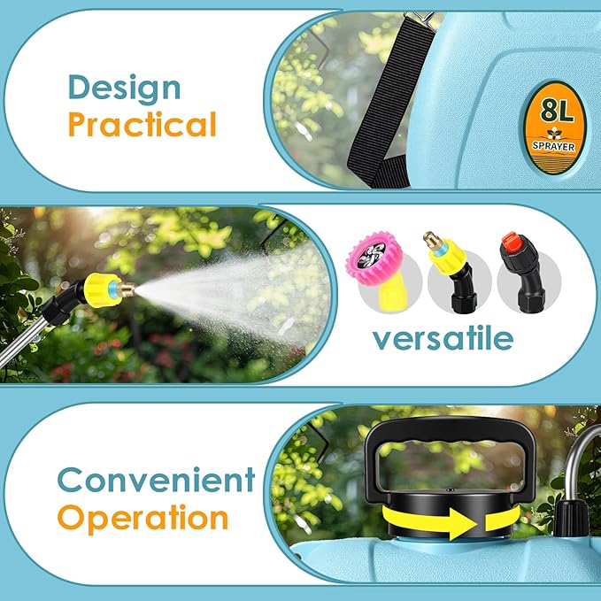 2 Gallon Battery Powered Garden Sprayer2025 Upgraded Electric Weed Sprayer with 3 Adjustable Speed Battery IndicatorRechargeable Retractable Wand with Adjustable Shoulder Strap for LawnGardenYard