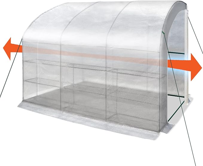 BenefitUSA New Large Walk-in Wall Greenhouse 10x5x7'H w 3 Tiers/6 Shelves Gardening (White (2 Door))