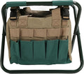Heavy Duty Folding Backpack Stool Gardening Folding Stool with Detachable Storage Bag 600D Oxford Cloth Portable Garden Tool Stool for Gardeners and Patio Use (Green)