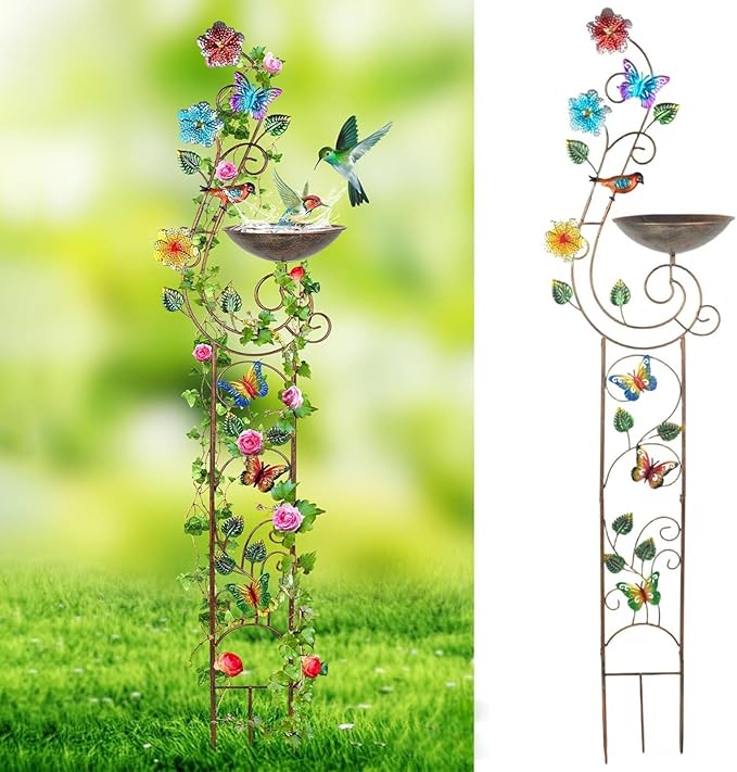 Vintage Iron Garden Trellis 60 Inch Rustproof Outdoor Plant Structure Easy Assembly No Tools Oxidation Iron Plant Stand
