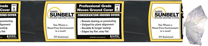 Dewitt Sunbelt Weed Barrier Fabric 3.2 oz 6x300 &amp 4x300 Feet – Heavy-Duty Ground Cover Mat for Greenhouse Floors Garden Rows Raised Beds Yard Gardening and Outdoor Landscape Protection