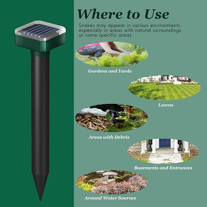 Powerful Snake Repellent for Yard &amp Outdoor Snake AwaySolar Sonic Snake Repeller Waterproof - Safe for Pets and Kids Keeps Snakes Away from Garage Lawn Home (4)