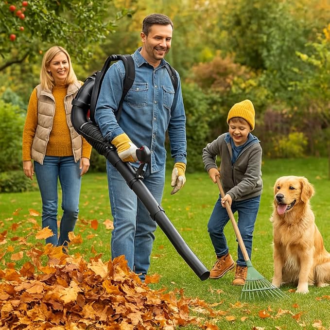 Backpack Gas Leaf Blower 76CC Backpack Leaf Blower Gas Powered 4-Stroke 660CFM 200MPH EPA Compliant Air-Cooled Grass &amp Snow Blower for Yard Cleanup and Outdoor Debris Removal