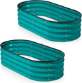 Plant &amp Plot Galvanized Raised Garden Beds Outdoor // 4×2×1 ft (2-Pack) Planter Raised Beds for Gardening Vegetables Flowers (Turquoise) // Large Metal Garden Box