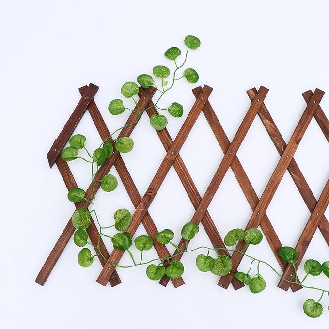 SUPVOX Expandable Carbonized Anti-Corrosion Wood Plant Bracket Trellis for Climbing Plants 44cm X 28cm X 0.7cm Outdoor Balcony Garden Climbing Support Frame