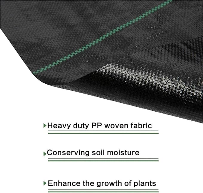 Weed Barrier Fabric PE Agricultural Anti Grass Cloth Weed Barrier Mat Plastic Mulch Thicker Orchard Garden Control Fabric(1m x 20m)