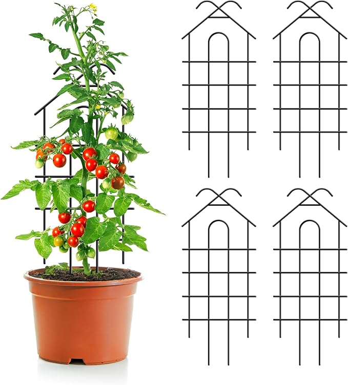 ARIFARO 24 Metal Garden Trellis for Climbing Plants 4 Pack Plant Trellis for Potted Plants Indoor Outdoor Black Trellis for Vines Flowers House Plants 10 Wide