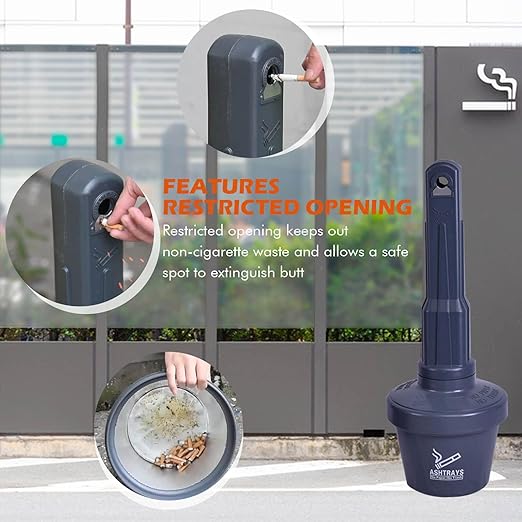 Weatherproof Outdoor Standing Disposal Bin with Lid – Durable All-Weather Waste Receptacle for Yard Porch Deck Terrace Entrance (Grey 30in-4Pack)