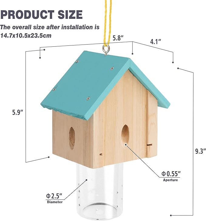 Carpenter Bee Trap for Outside - Best Bee Trap - Blue Cabin Style Nature Hanging Wood Carpenter Bee Traps Outdoor - Insect Traps with Removable Vault (2 Pack)