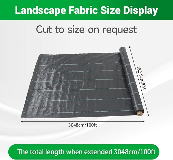 Weed Barrier Fabric Planting Cover - 6 x 100 FT Heavy Duty Landscape Fabric Ground Cover Block for Outdoor Planting