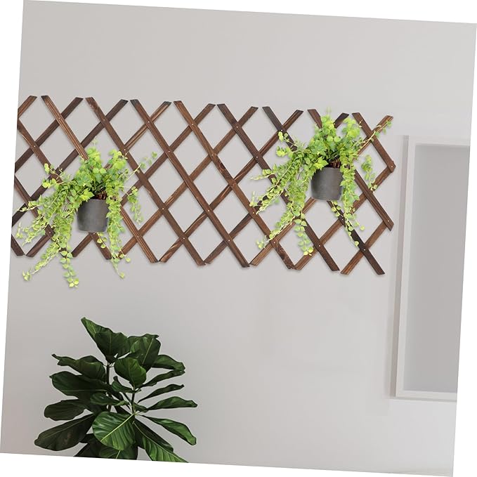 TOYANDONA Expandable Wooden Garden Trellis for Climbing Plants 55x12.3 Natural Cedar Fence Panel Outdoor Privacy Screen for Patio and Balcony Decor