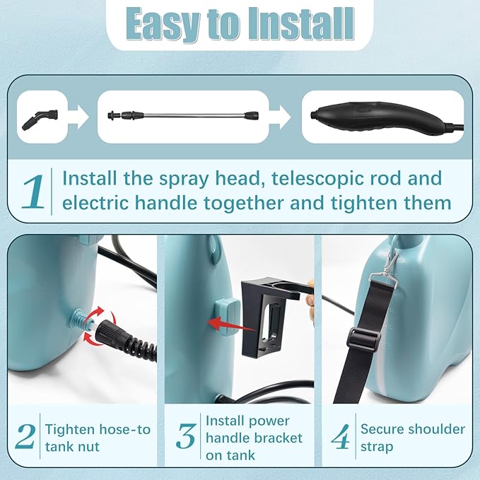 Battery Powered Sprayer 2 Gallon Electric Garden Sprayer in Lawn with 3 Mist Nozzles USB Rechargeable Handle Retractable Wand Yard Pump Sprayers with Adjustable Shoulder Strap for Plants