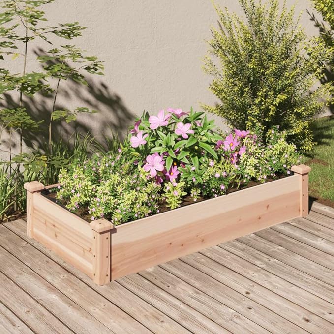 SKM Garden Raised Bed Natural Wood Solid fir Wood MediumBrown (Weight 10.58KG)