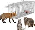 KOCASO Live Animal Trap Cage Large Foldable Galvanized Steel Humane Animal Cage Trap Heavy Duty Metal Cat Trap Cage for Stray Cat Raccoon Groundhog Squirrel Chipmunk Mole Gopher Skunk 31x11x12