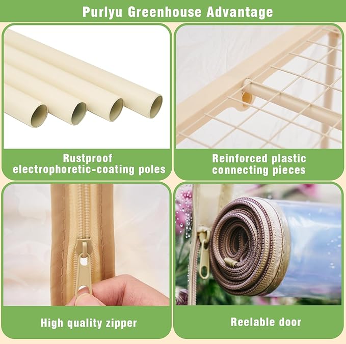 Mini Greenhouse for Indoor Outdoor Small Plastic Plant Green House 4-Tier Rack Stand Portable Greenhouses with Durable PE Cover for Seedling 2.5x1.6x5.2 FT
