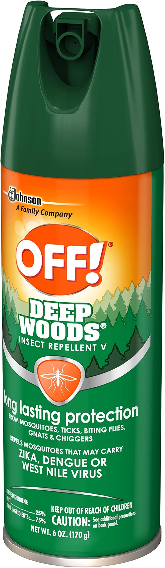 OFF! Deep Woods Insect Repellent Ticks Aerosol with 25 Percent DEET Provides up to 8 Hours of Mosquito and Tick Protection 6 Ounce (Pack of 6)