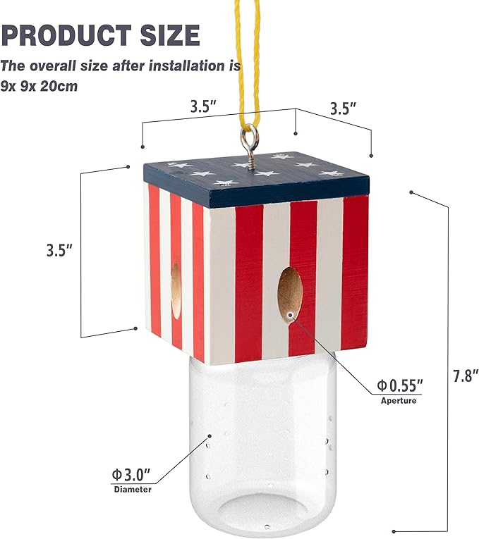 2 PCS Wood Carpenter Bee Trap for Outside - Best Bee Trap - Cube Flag Style Nature Hanging Carpenter Bee Traps Plastic Jar Outdoor - Insect Traps